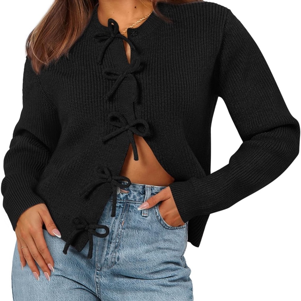 NWT Black Bow Cardigan Sweater
